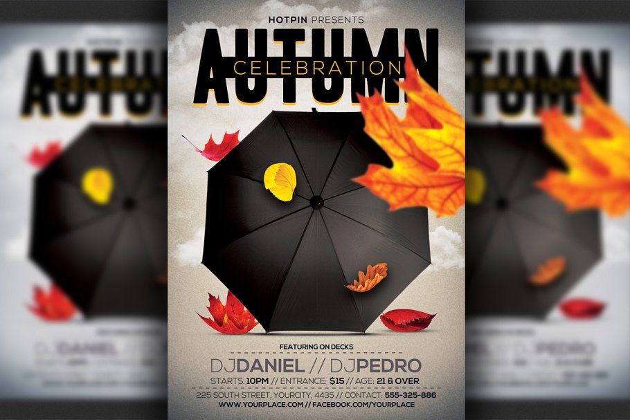 秋季惬意派对传单宣传模板 Autumn Party Flyer Template插图
