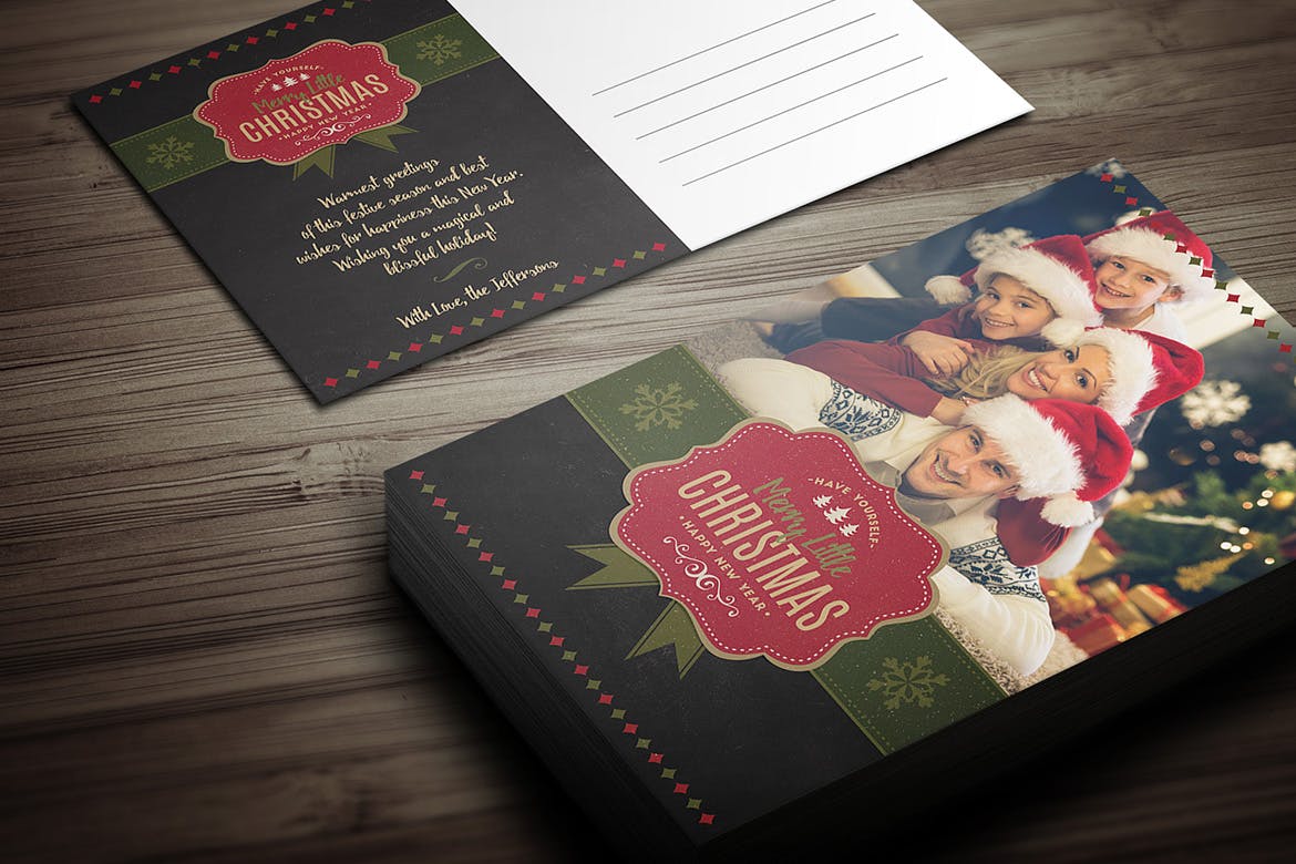 温馨圣诞节主题照片贺卡设计模板 Christmas Greeting Photo Card插图(4)