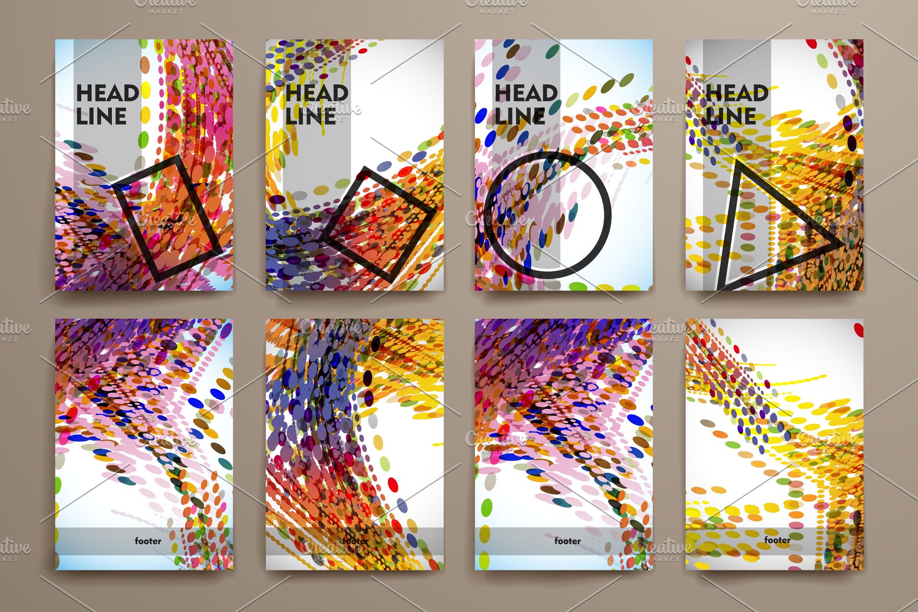 抽象几何叠加图形杂志画册模板 Abstract Brochure Templates插图(1)