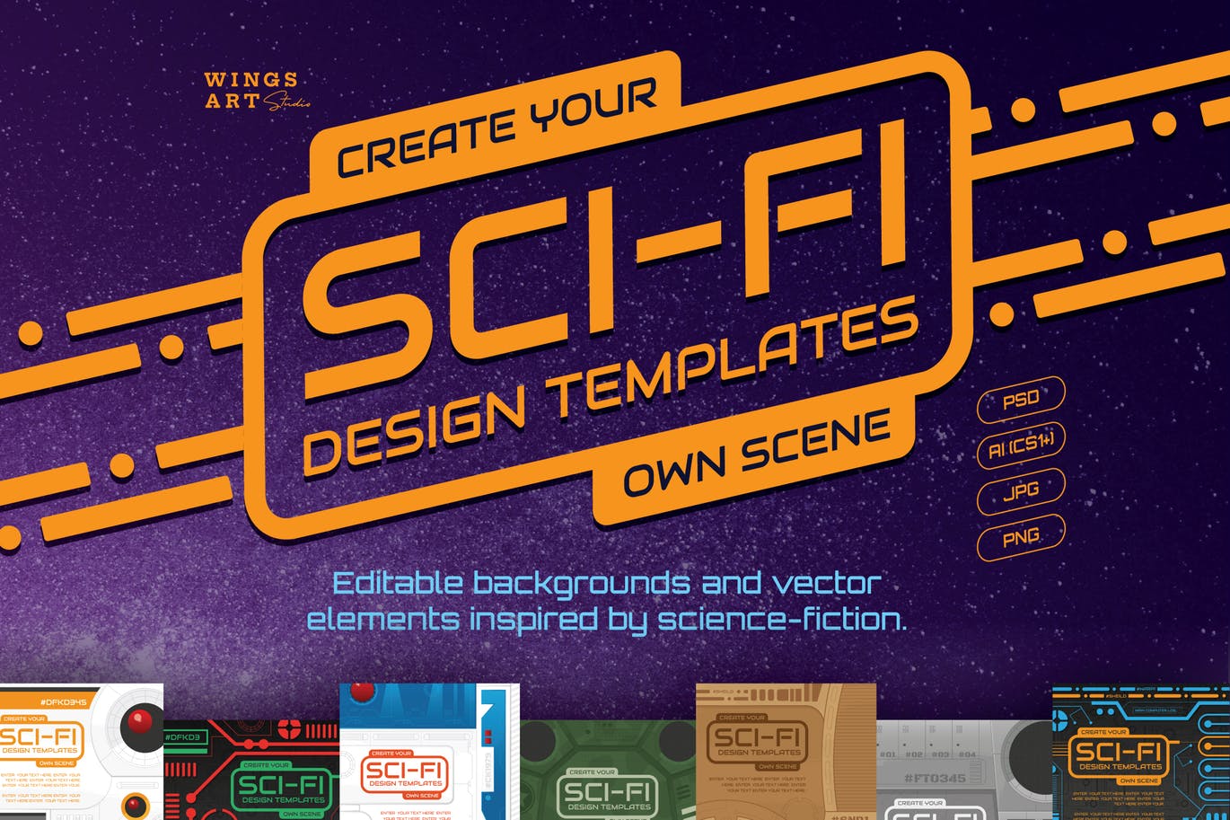 科幻主题图标&平面设计模板素材 Sci-Fi Icons and Templates插图