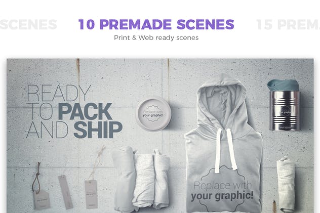 T恤衫及包装样机和场景模板 T-shirt and Packages Mockups & Scene Generator插图(1)