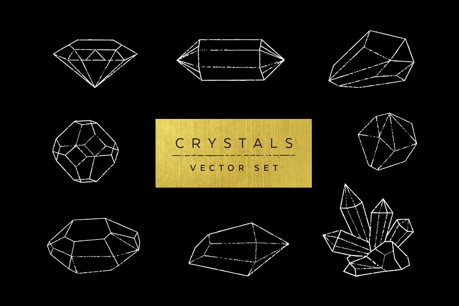 各种形状水晶矢量图形素材 Crystals Vector Illustration Set插图(1)