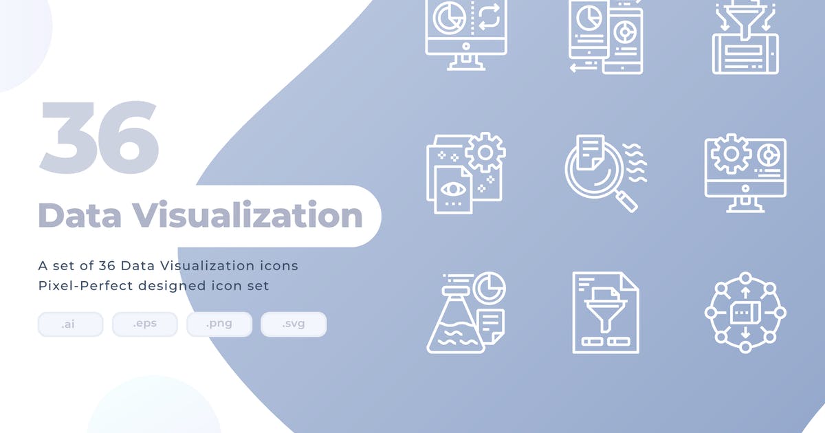 36枚数据可视化主题图标素材 36 Data Visualization Icons插图