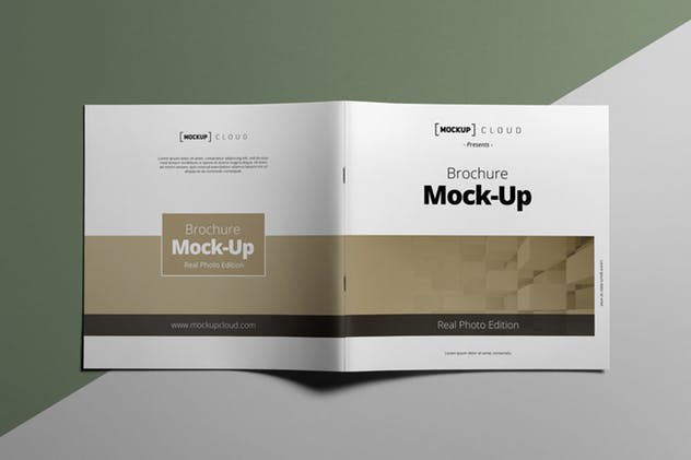 方形企业宣传册样机模板 Square Brochure Mockup插图(2)