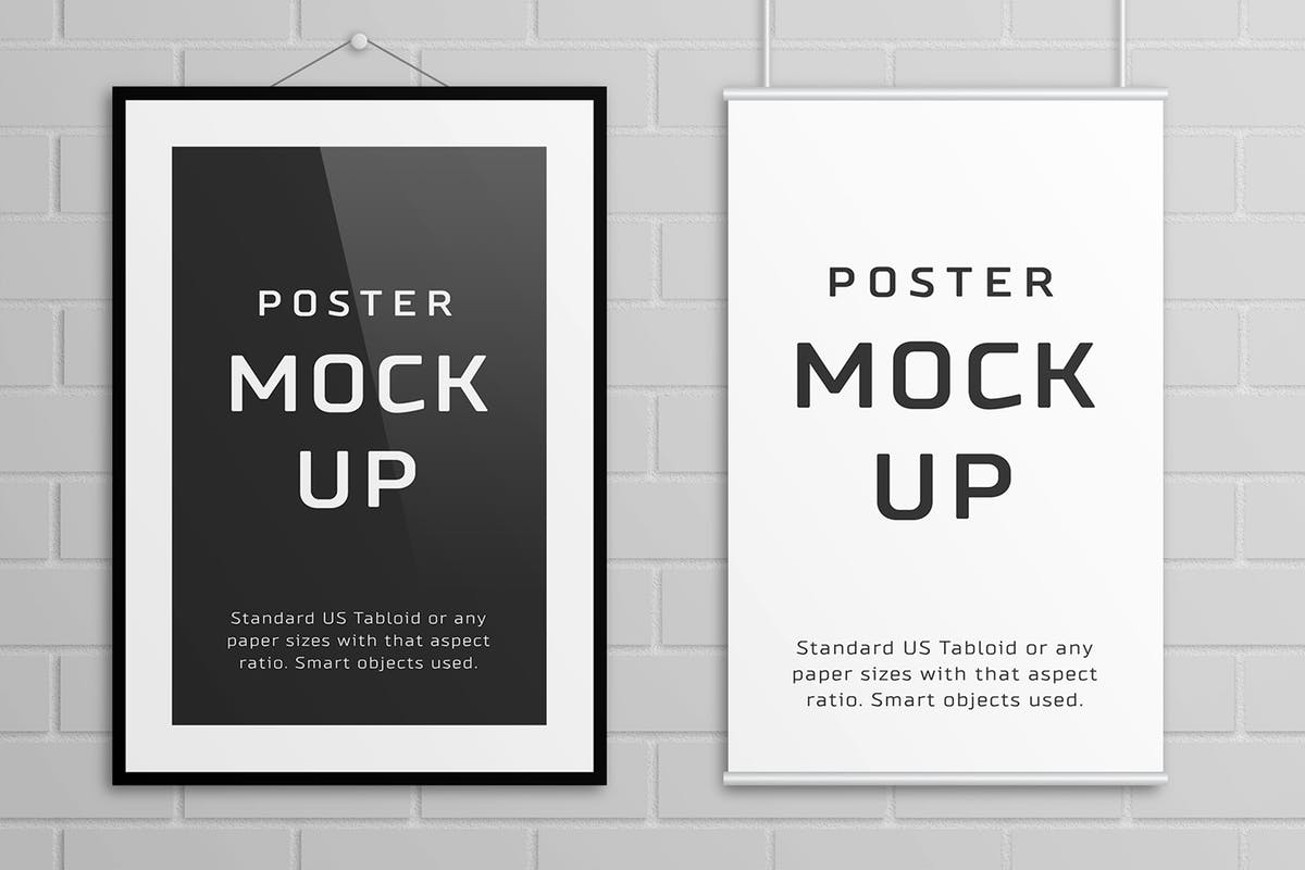 简约海报设计样机模板 Poster Mock Up – Tabloid插图