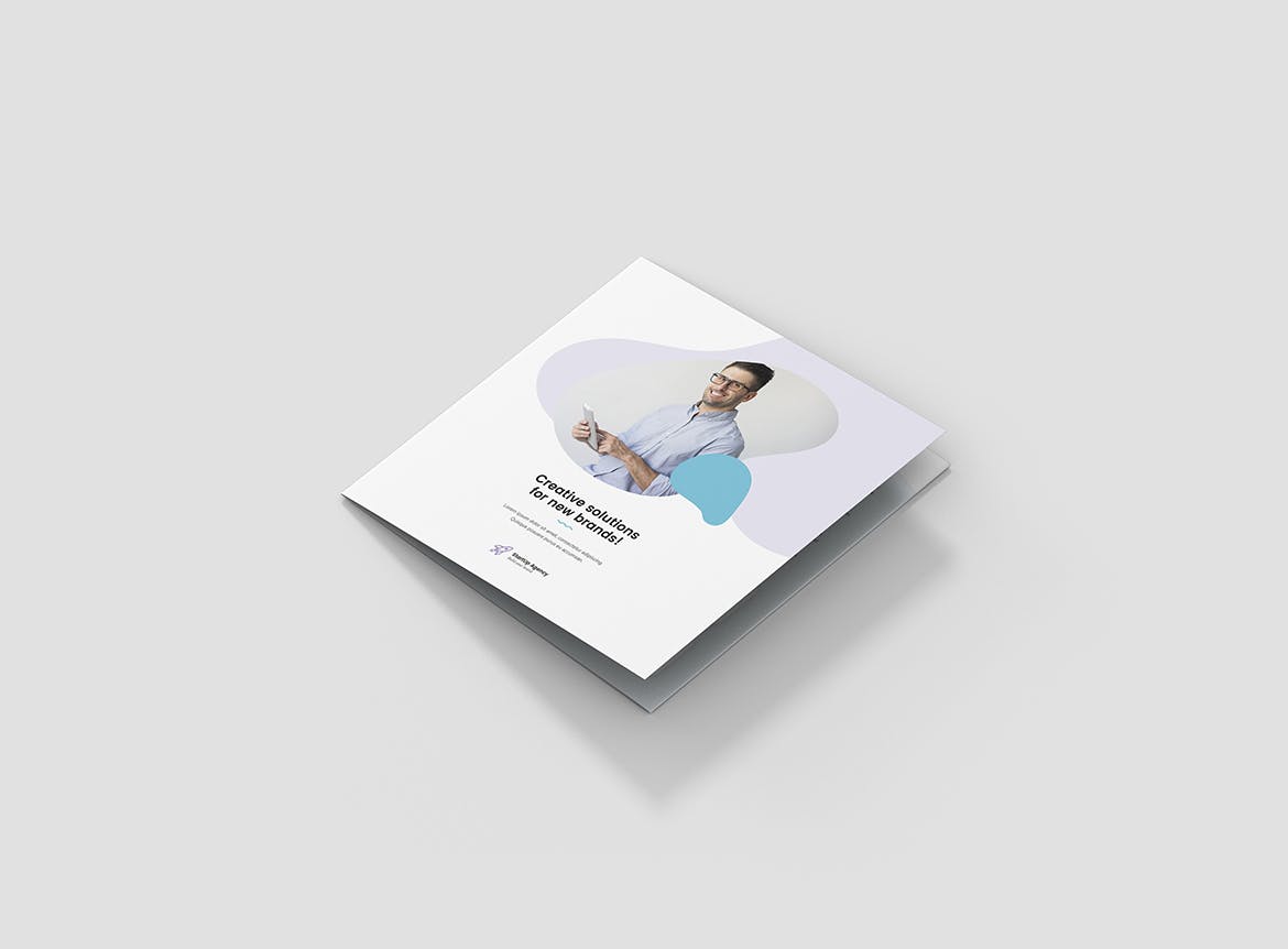 方形三折页企业/机构/组织宣传册设计模板 Brochure – StartUp Agency Tri-Fold Square插图(1)