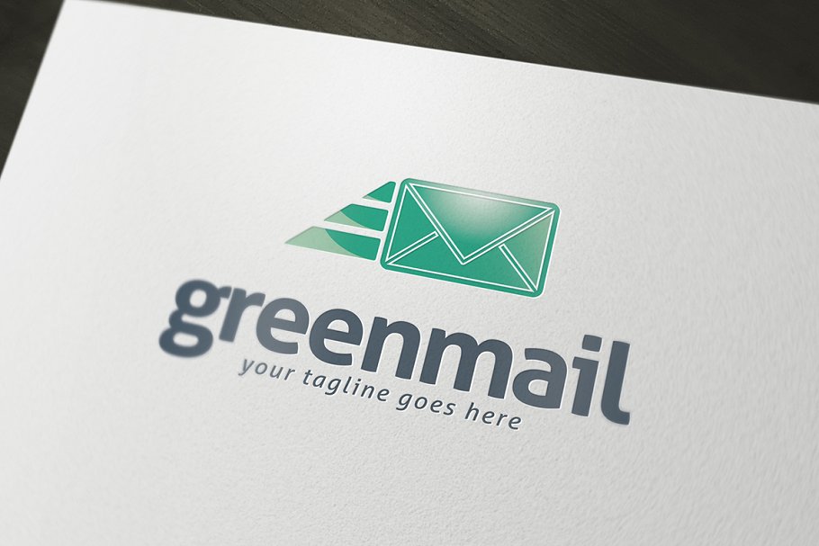 绿色电子邮件服务Logo模板 Green Mail Logo Template插图