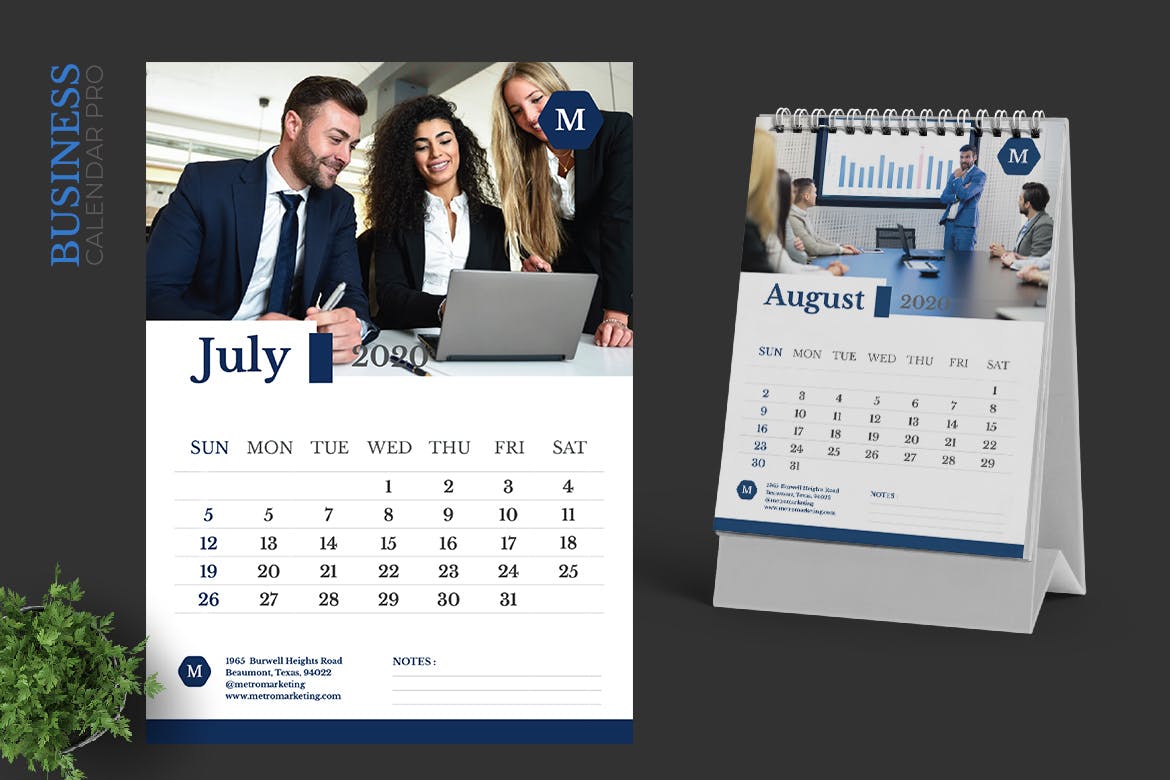 市场营销主题2020年活页台历设计模板 2020 Marketing Business Calendar Pro插图(4)
