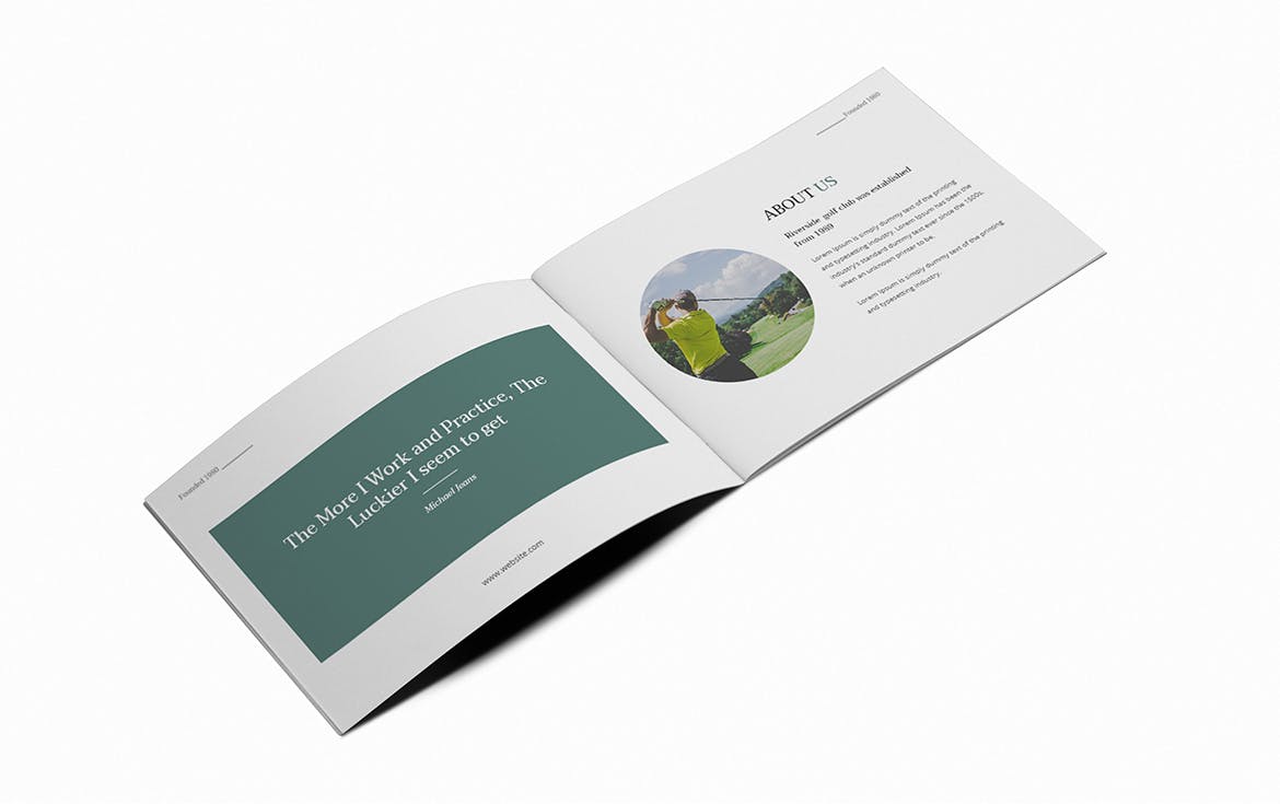 高尔夫场馆/体育场馆横版画册设计版式模板 Golf A5 Brochure Template插图(2)