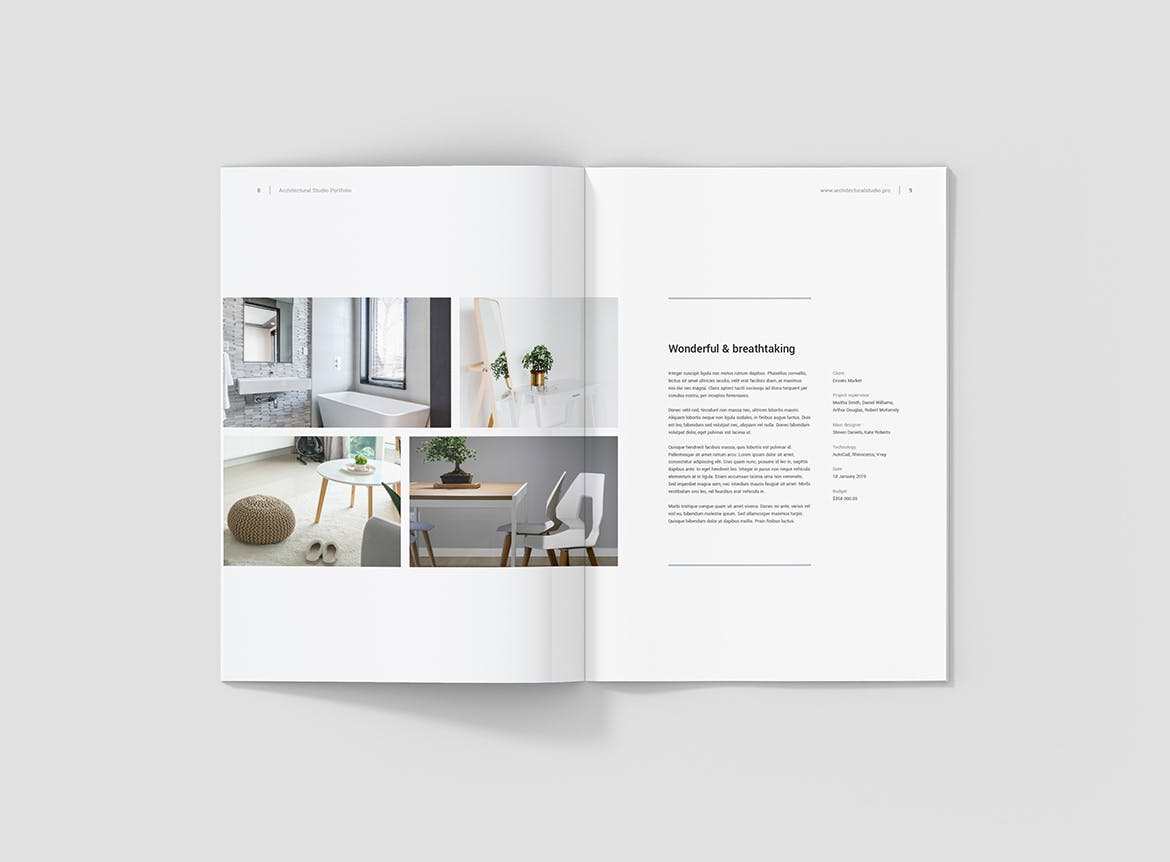 室内设计工作室作品展示画册设计模板 Architectural Studio Portfolio插图(5)