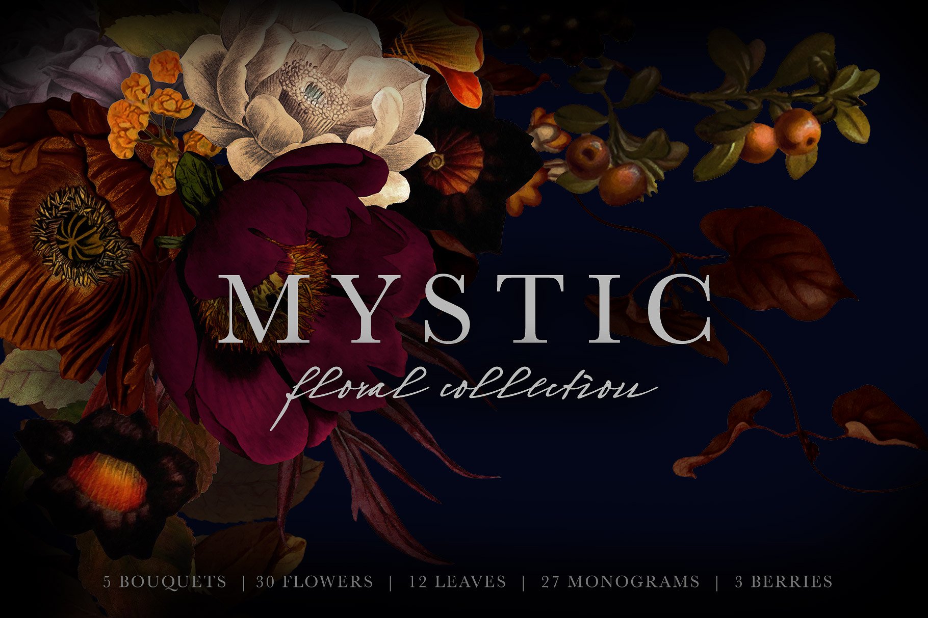神秘花卉剪贴画艺术收藏 Mystic Floral Collection Clip Art插图(5)