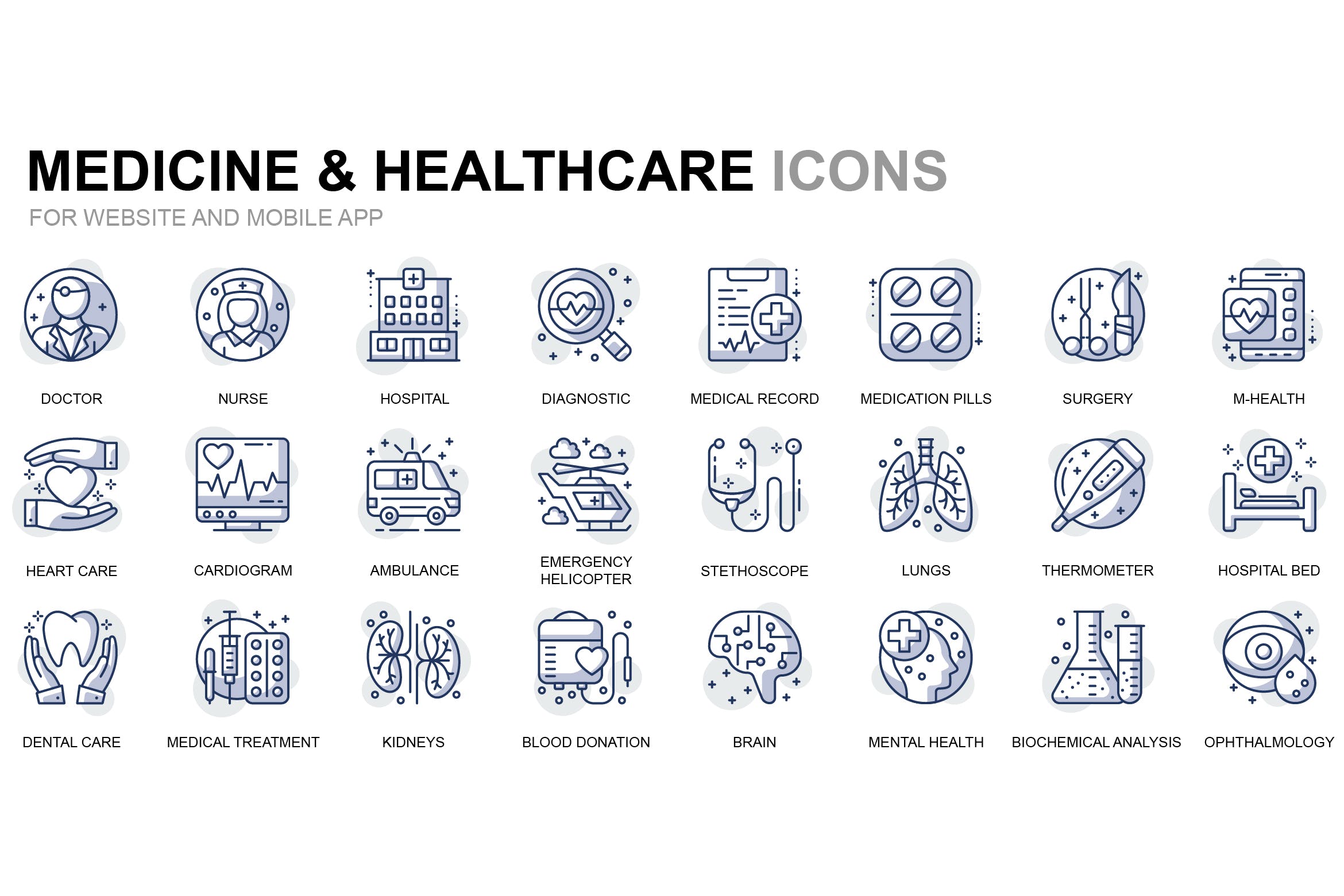 医疗保健/医学主题线性图标素材 Healthcare and Medicine Thin Line Icons插图