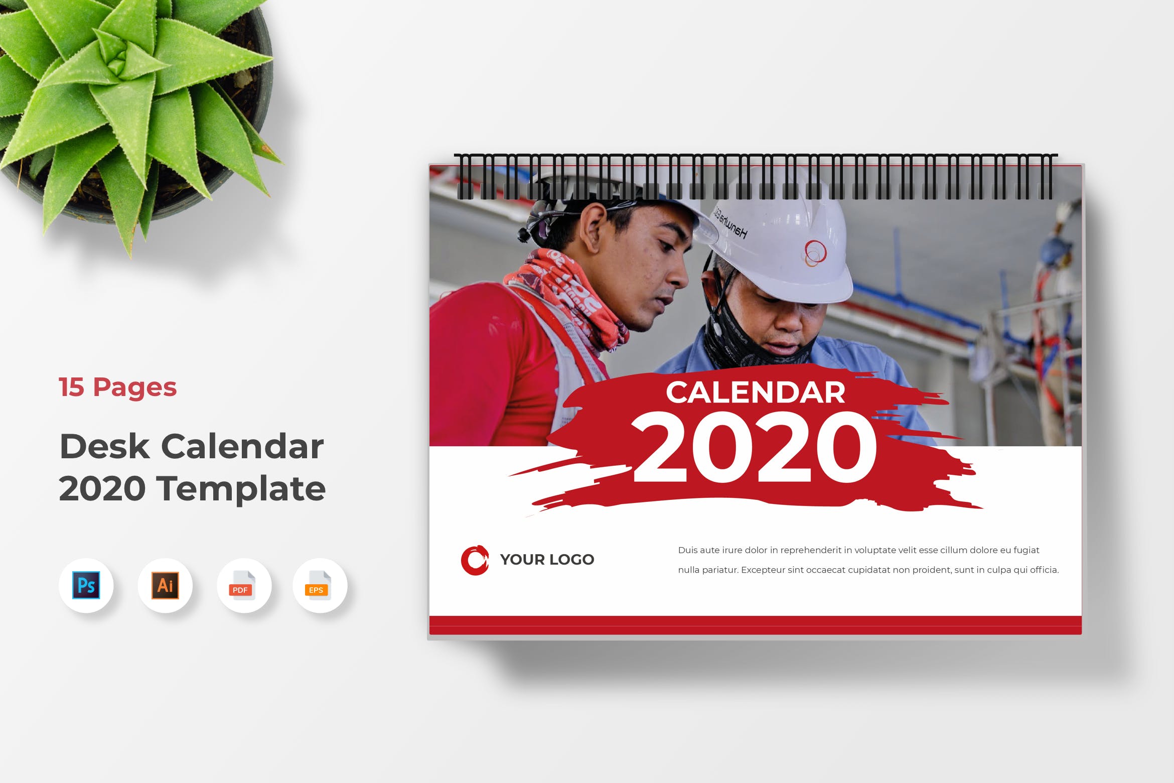 2020年建筑基建企业定制活页日历设计模板 Calendar 2020插图