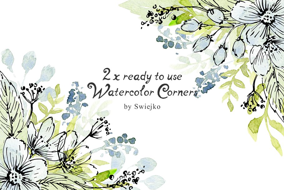 非常适合婴儿&婚礼主题的手绘花卉元素 Watercolor Flowers插图(1)