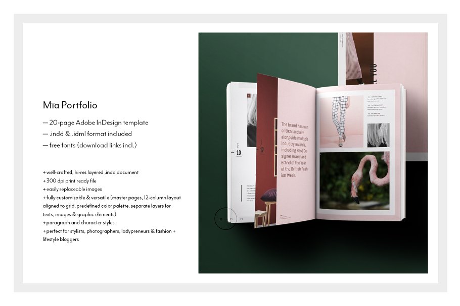 女性时尚主题产品目录＆产品画册模板 Portfolio & Catalog • Mïa插图(1)