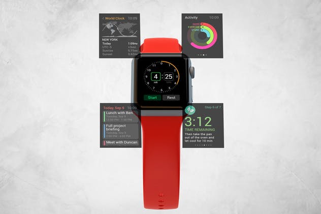 Apple智能手表APP设计展示设备样机V.3 Apple Watch Mockup V.3插图(2)