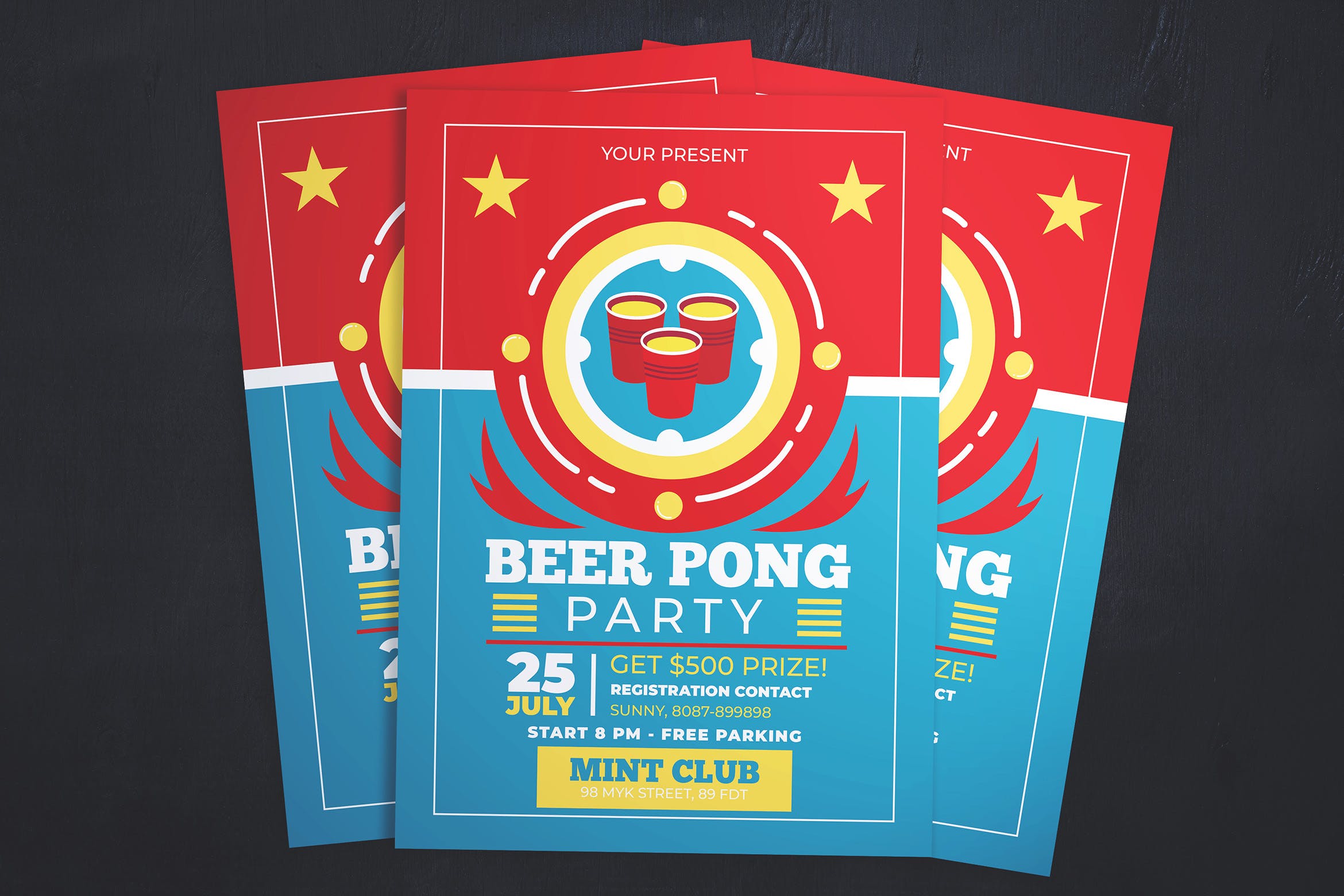 啤酒派对啤酒节活动海报传单设计模板 Beer Pong Party Flyer插图