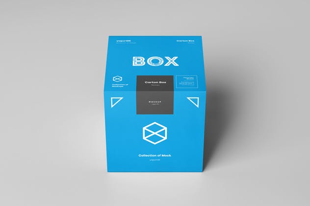 3D正方形纸箱包装样机 Carton Box Mockup 100x100x100 & Wrapper插图(1)