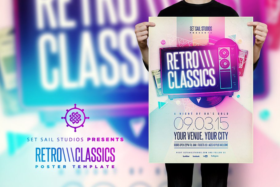 经典复古音乐活动海报传单模板 Retro Classics Poster插图
