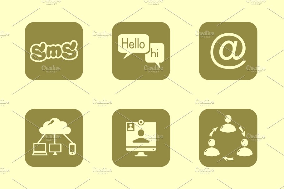 一组简单社交应用图标集 social network simple icons插图(1)