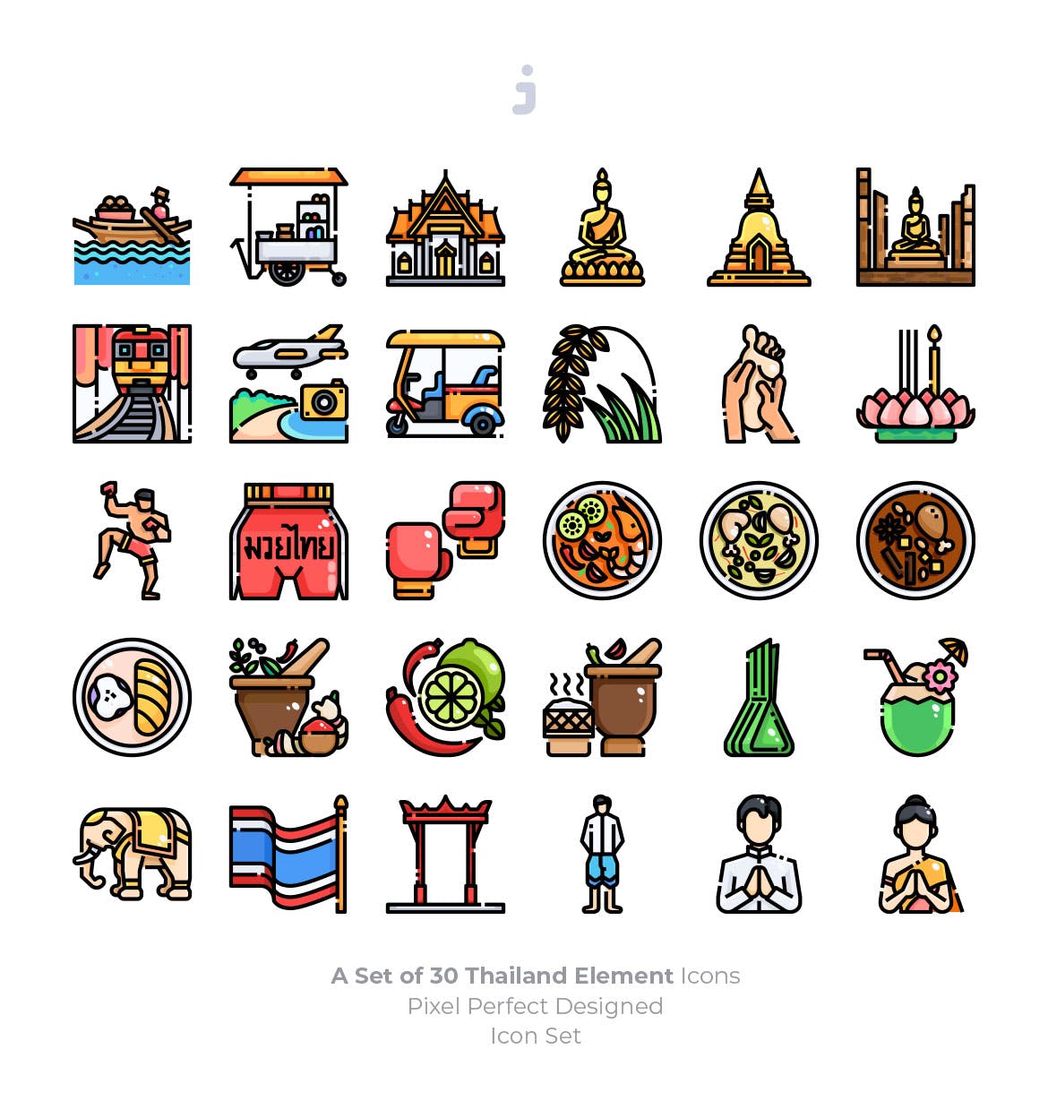 30枚泰国元素矢量图标素材 30 Thailand Element Icons插图(1)