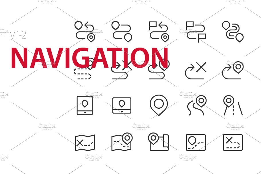 40枚导航主题UI图标 40 Navigation UI icons插图