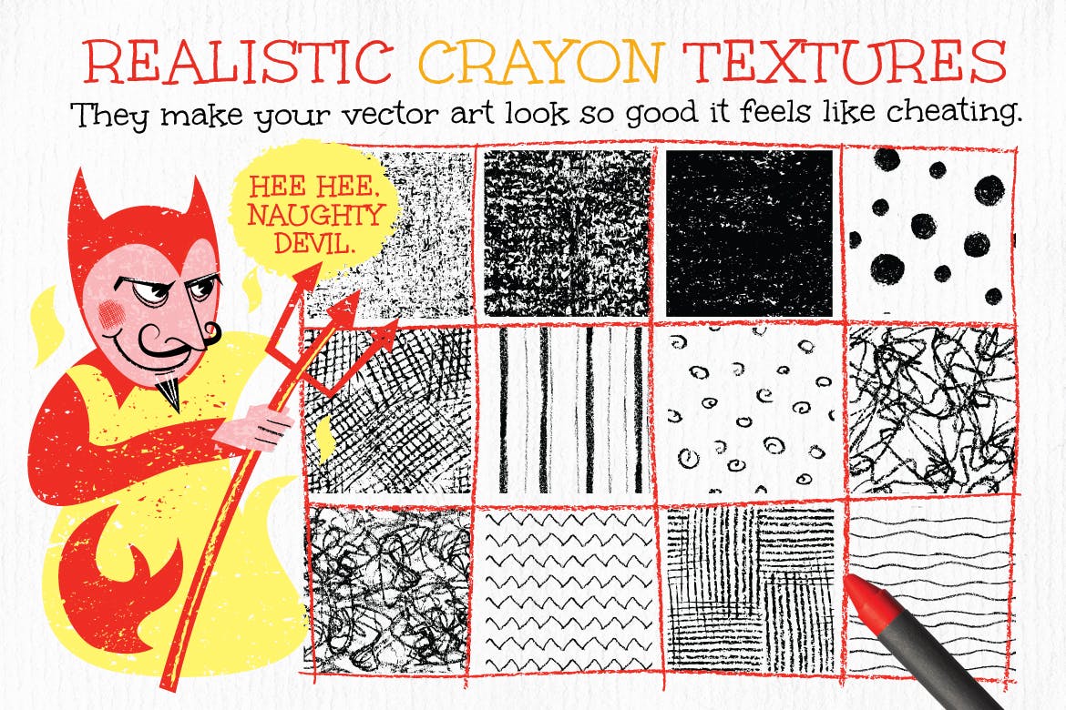 蜡笔画手绘必备：蜡笔纹理和图案设计素材 Wax Crayon Textures and Patters插图(2)
