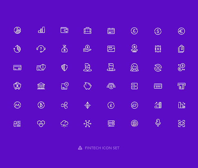 Preview of all 48 solid fintech icons