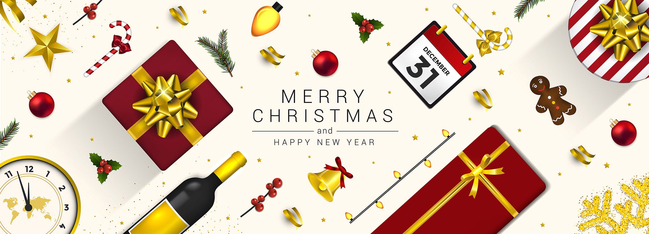 圣诞节/新年祝福主题贺卡设计模板v1 Merry Christmas and Happy New Year greeting cards插图(9)