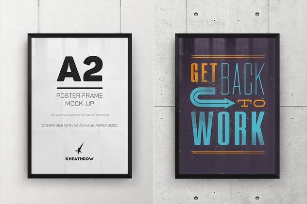 A2规格海报画框样机 A2 Elegant Poster Frame Mock-Ups插图(1)