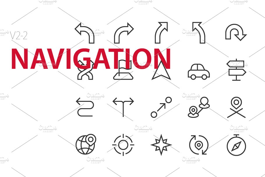 40枚导航主题UI图标 40 Navigation UI icons插图(1)