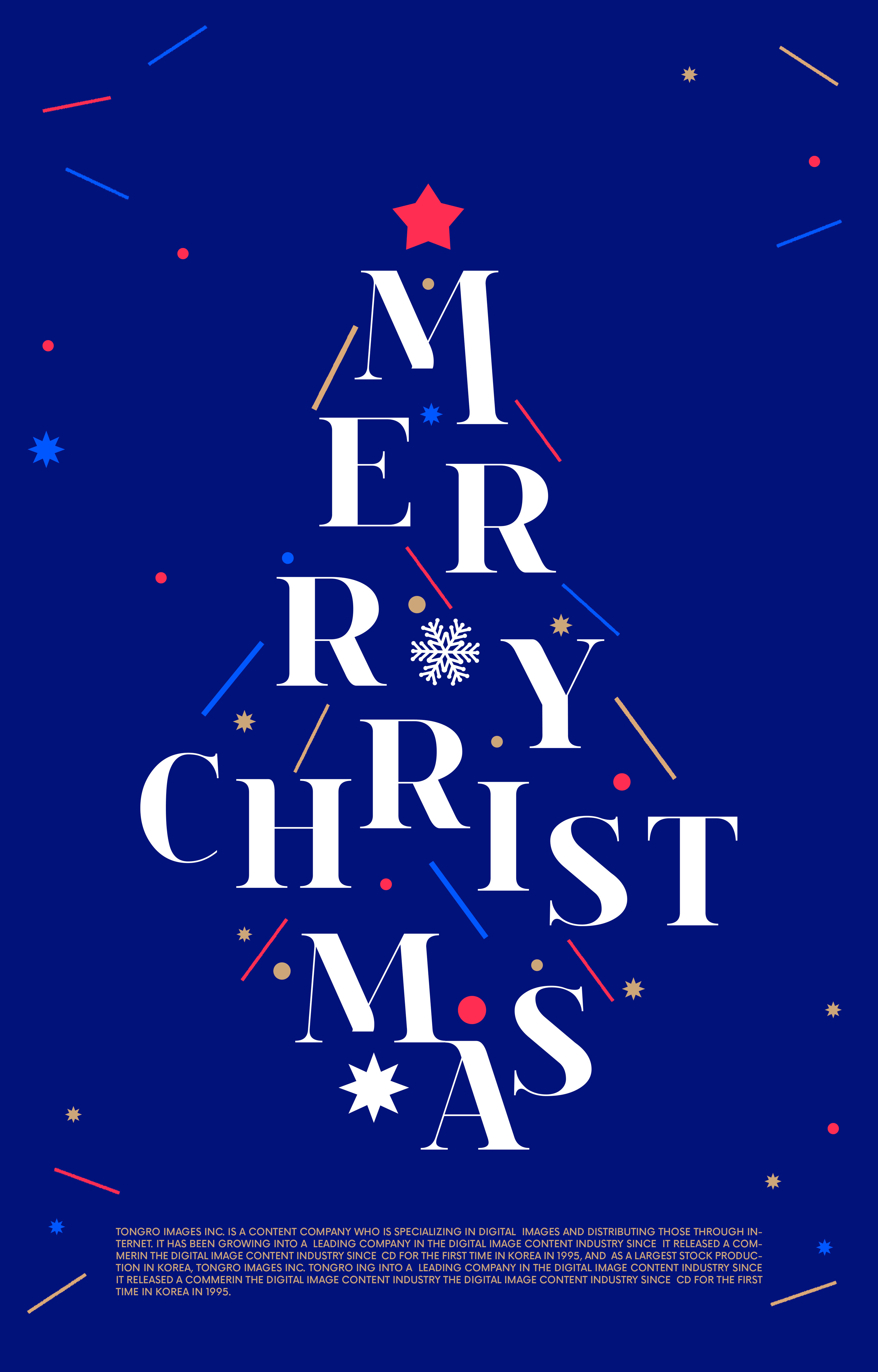 蓝色背景圣诞节日祝福主题海报模板插图