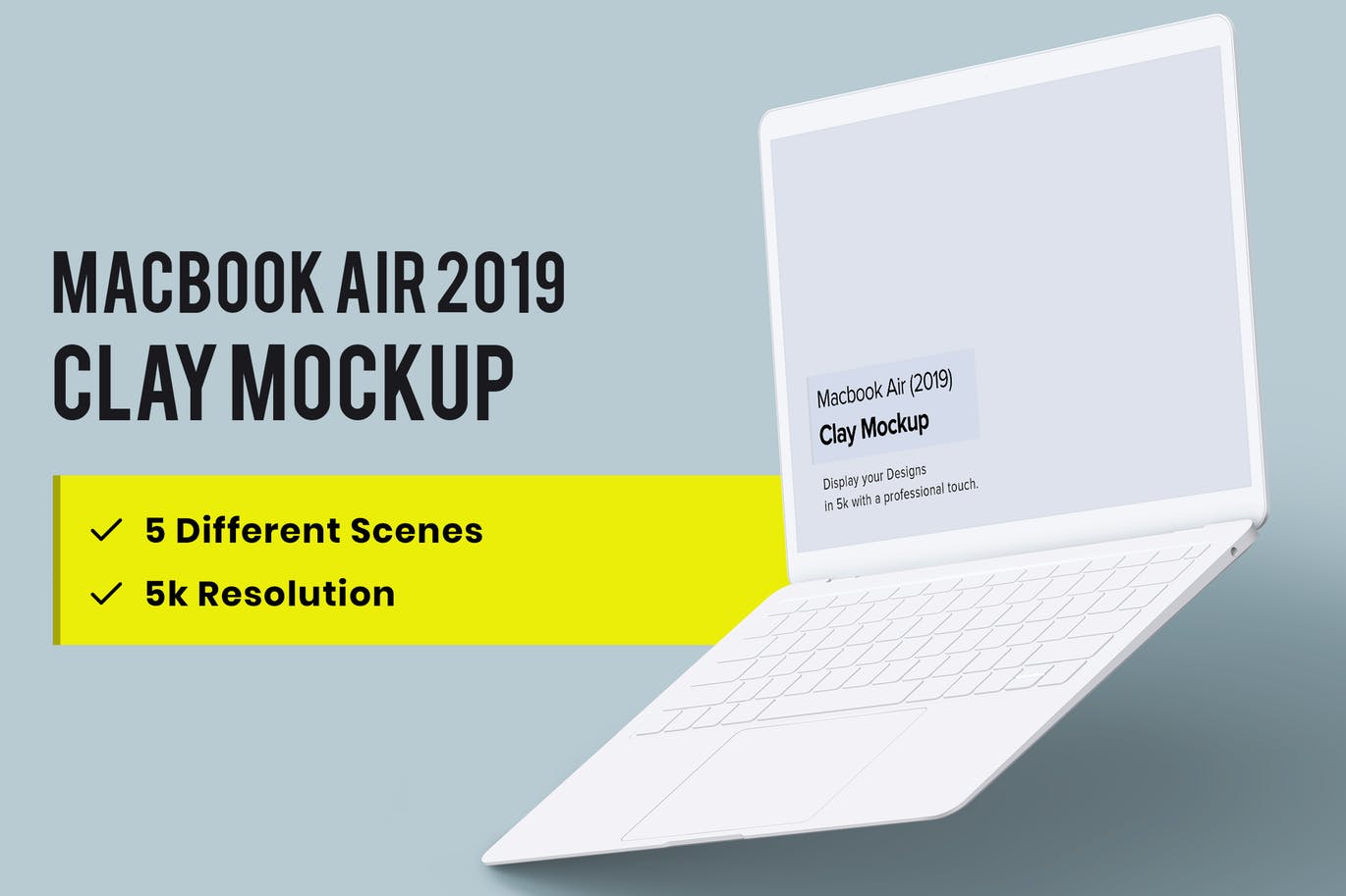 2019款MacBook Air超极本屏幕预览样机模板 Clay Macbook Air Mockup 1.0插图