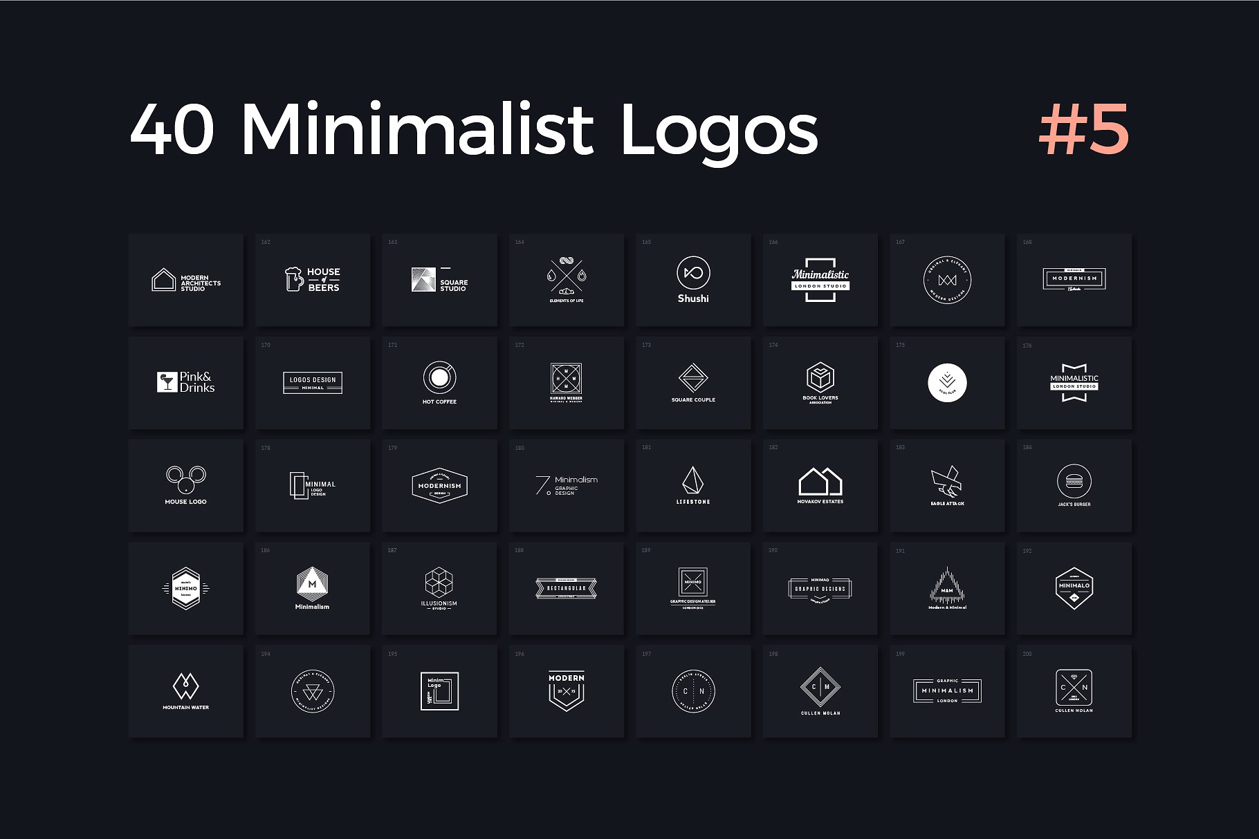 40款多用途的极简标志Logo模板V.5 40 Minimalist Logos Vol. 5插图