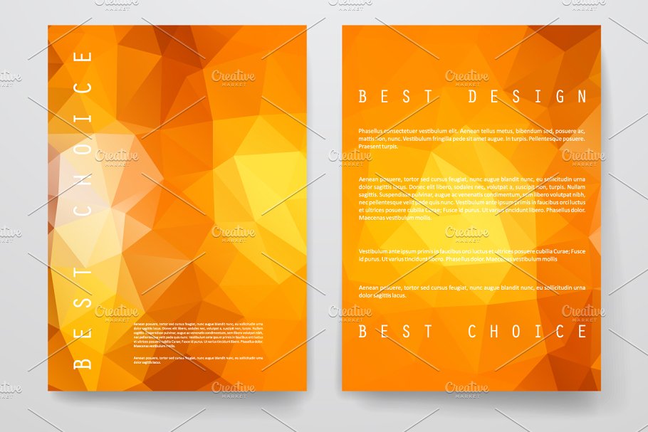 渐变色彩多边形抽象图形背景小册子模板 Set of brochures in poligonal style插图(4)