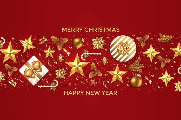 圣诞节&新年年会海报贺卡设计矢量背景 Merry Christmas and Happy New Year backgrounds插图(9)