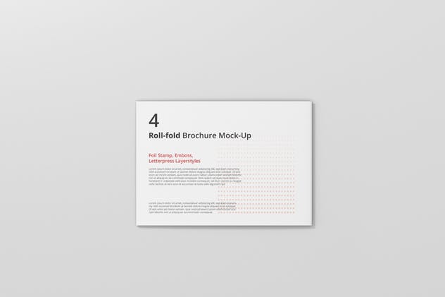 高分辨率折叠传单宣传册样机模板 Roll Fold Brochure Mockup Landscape Din A4 A5 A6插图(6)
