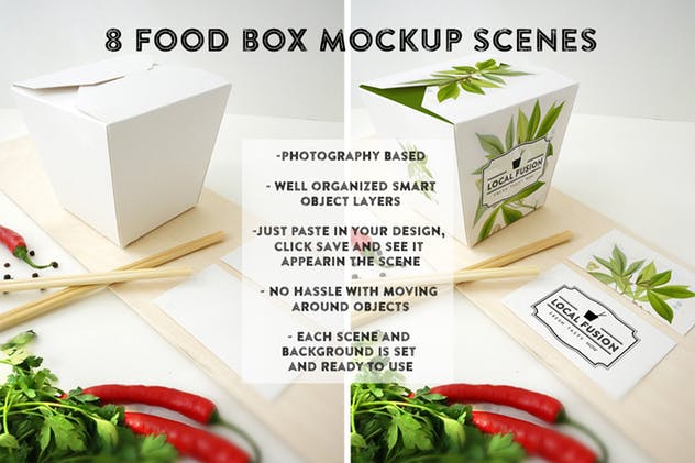 食品外卖纸盒样机模板 Food Box Mockup插图(6)