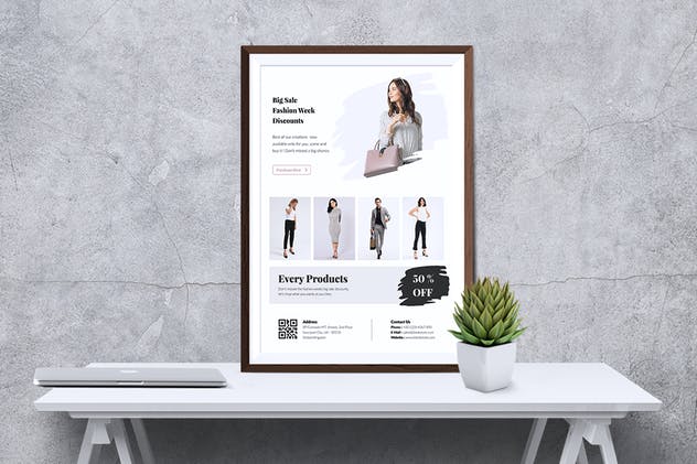 极简主义设计风格时尚品牌促销广告海报设计模板 BLANK Minimal Fashion Flyer插图(3)