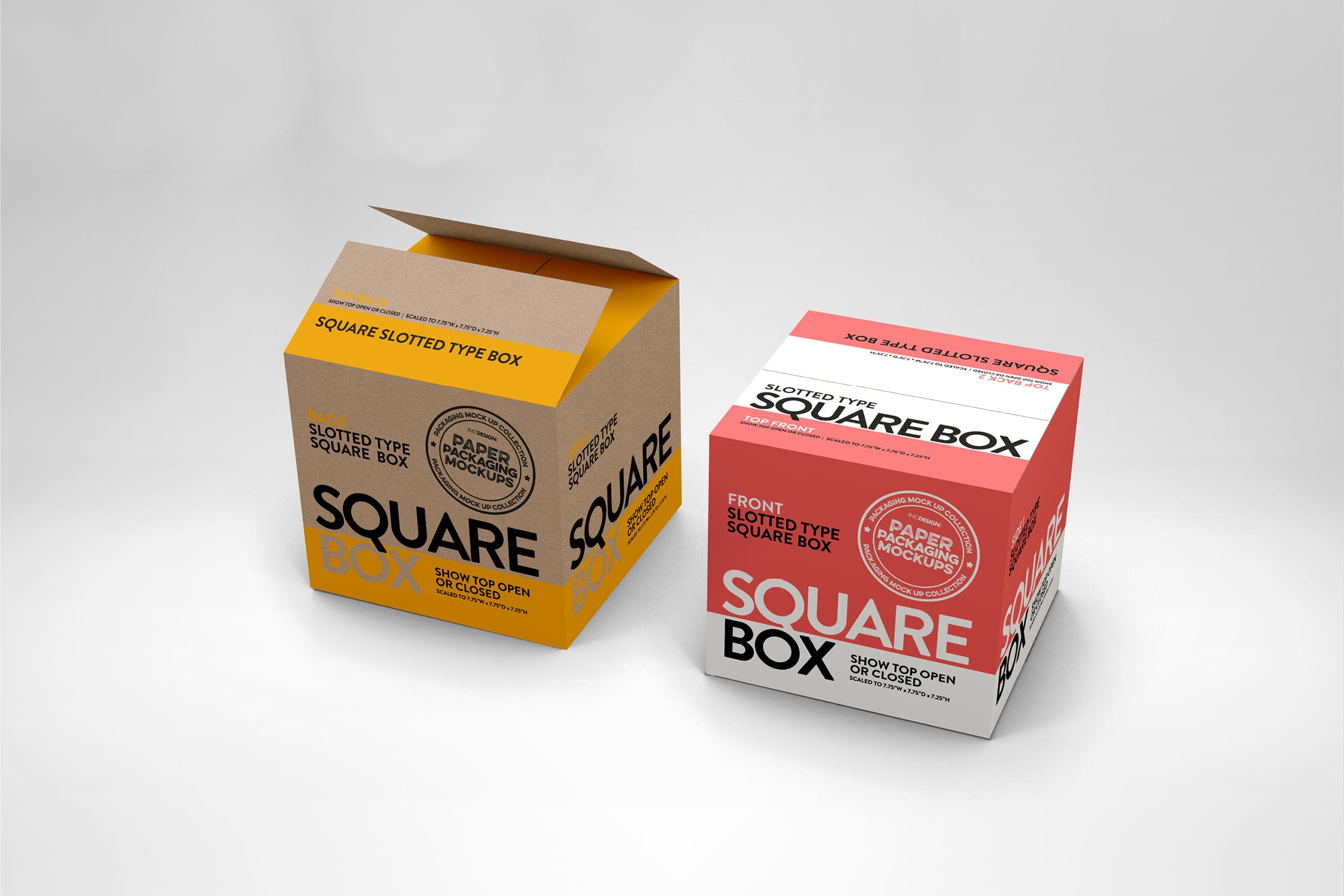 方形开槽纸盒包装设计效果图样机 Square Slotted-Type Paper Box Packaging Mockup插图(2)