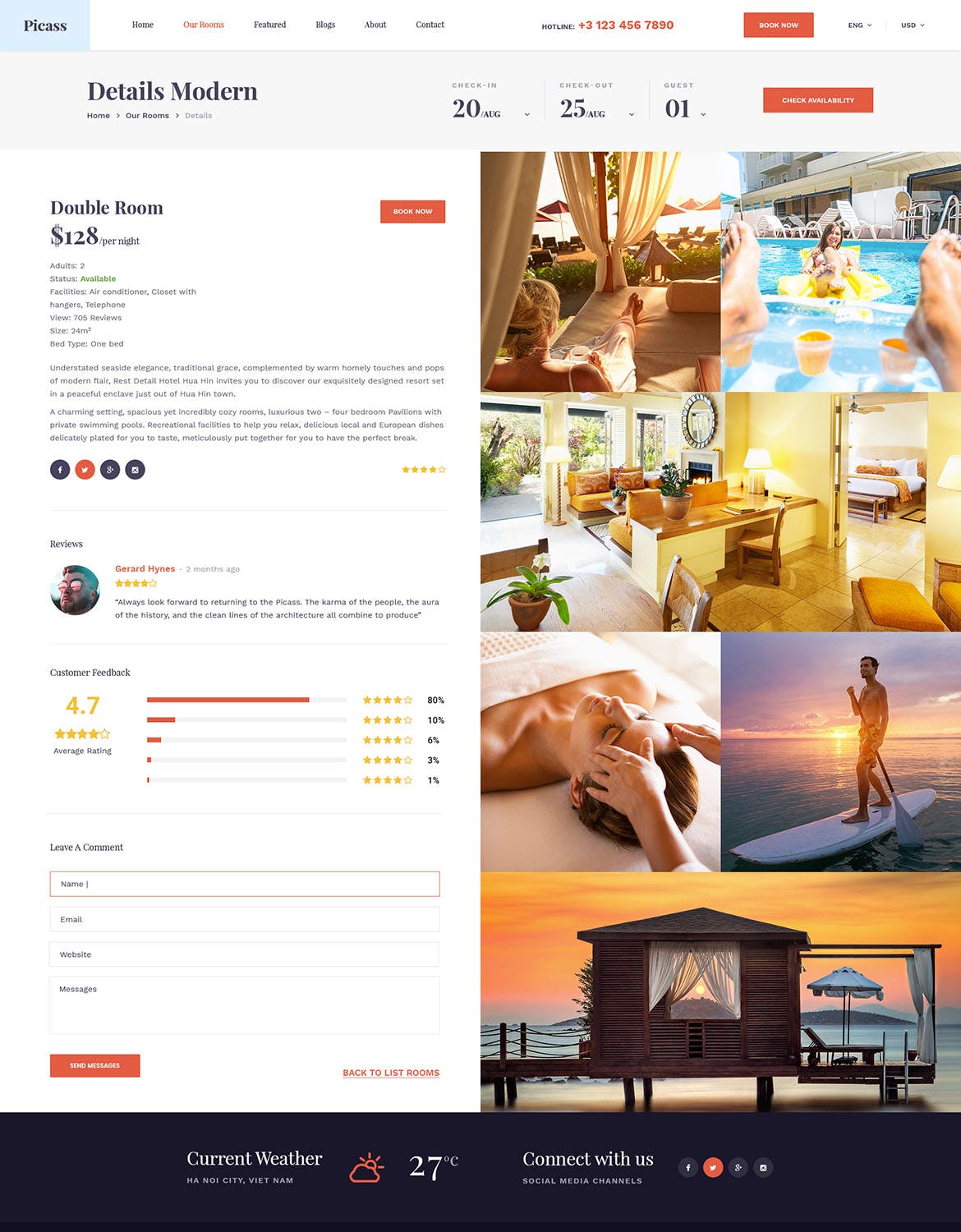 酒店预订网站设计PSD模板 Picass | Hotel PSD Templates插图(7)