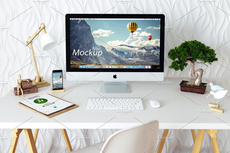 苹果一体机桌面显示样机模板 iMac Mockup (7 PSD) + Bonus插图(2)