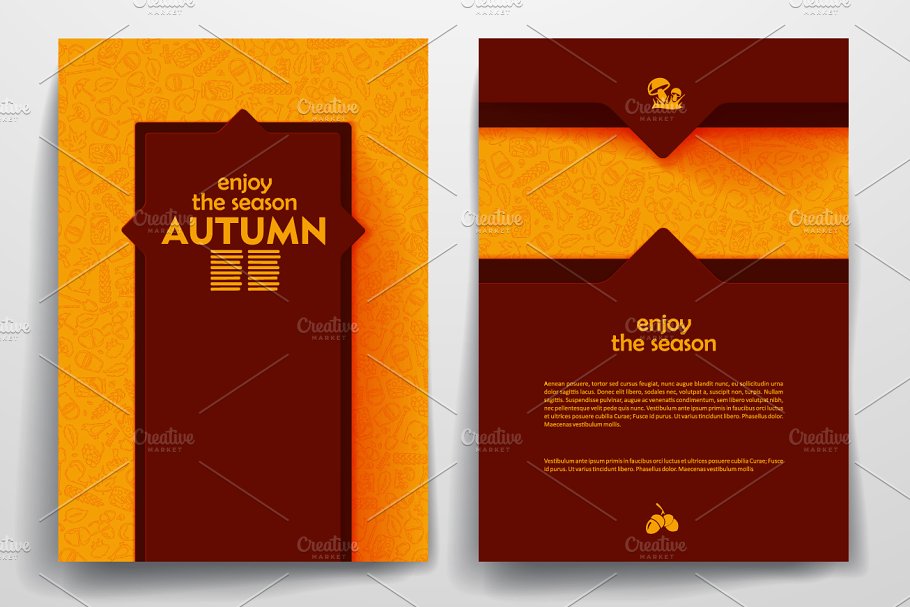 秋天果实丰收季节主题小册子模板 Autumn brochures插图(3)