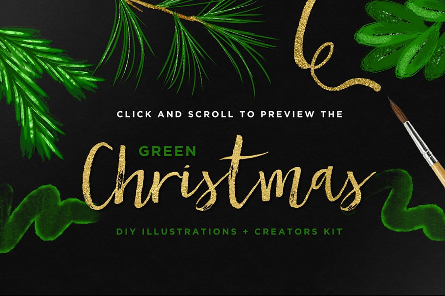 绿色圣诞节主题创意设计素材包 Christmas Illustration Bundle + EU插图(4)