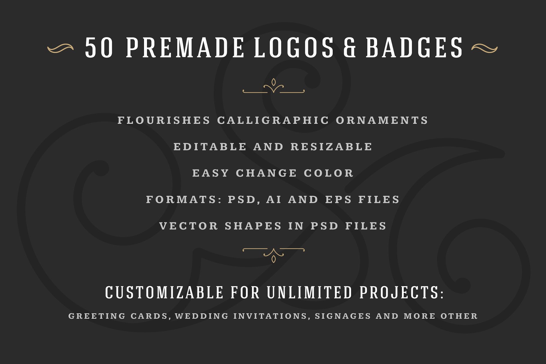 50个奢华装饰Logo及徽章  50 Ornament logos & badges插图(1)