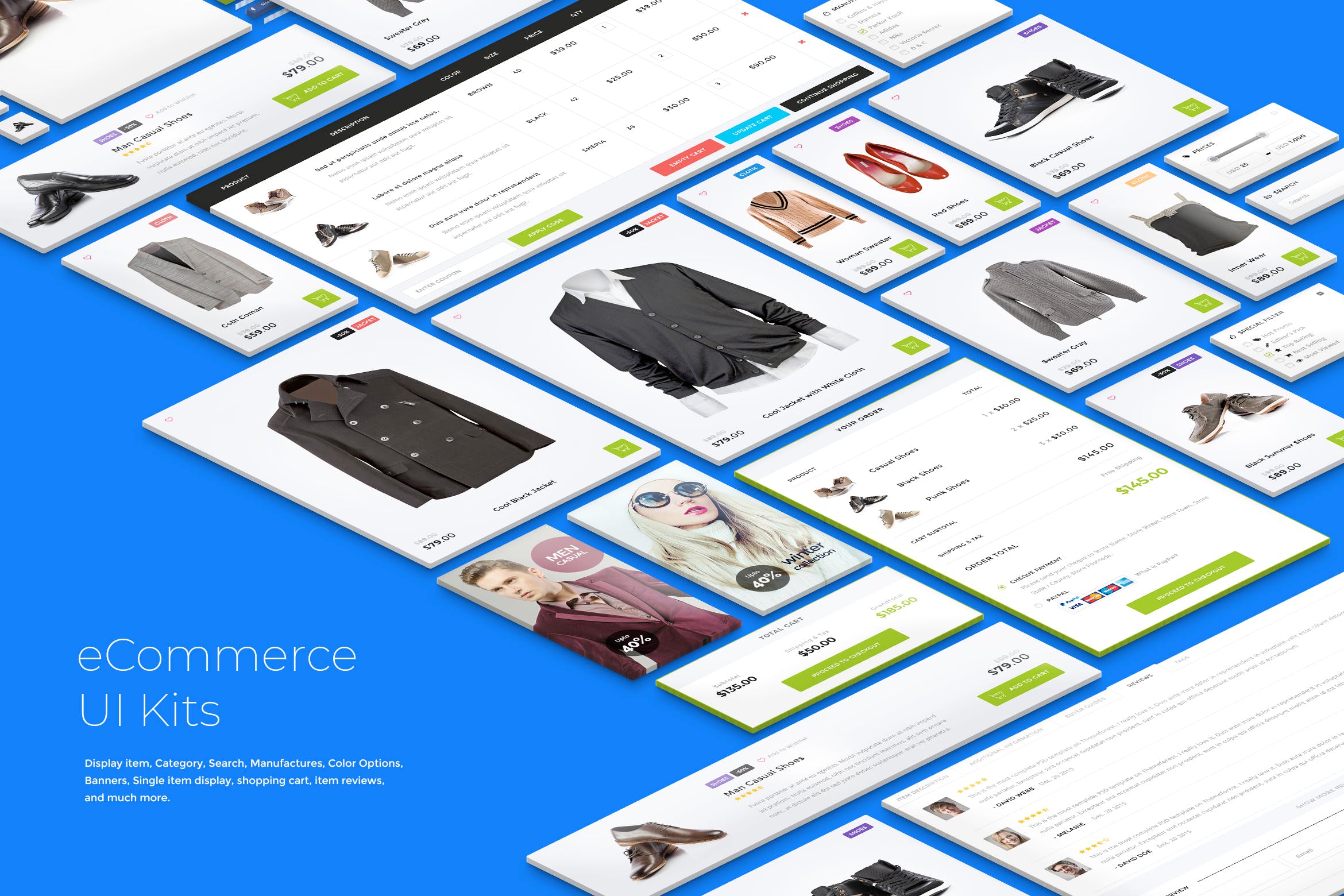 电商网站/外贸商城UI界面设计套件 eCommerce UI Kits – Light Style插图