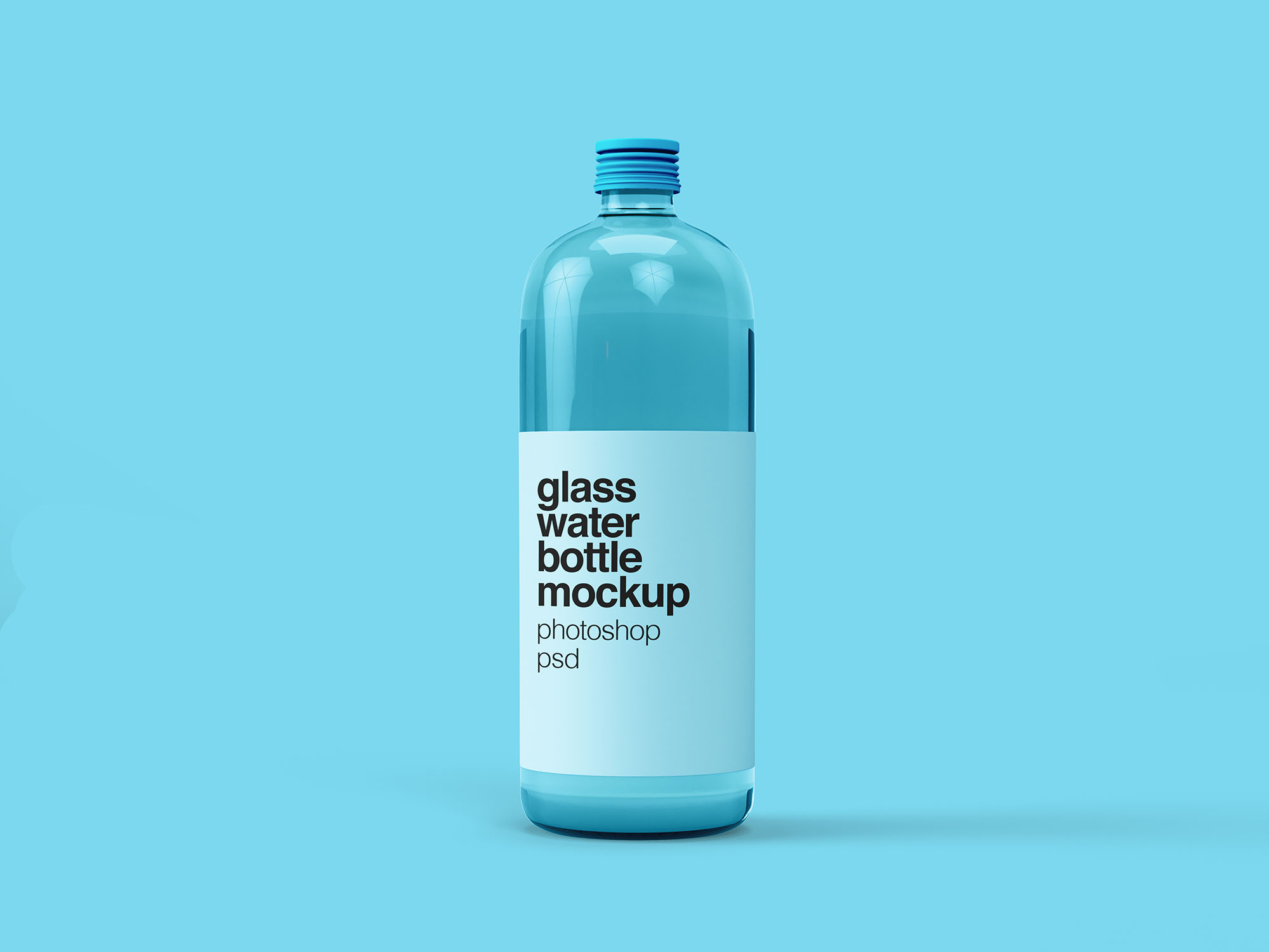 饮用水玻璃瓶外观设计图样机模板 Glass Water Bottle Mockup插图(1)