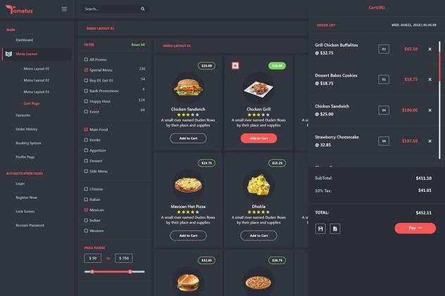 餐厅用户界面订餐系统UI套件 Tomatus-Restaurant User Website & Dashboard UI Kit插图(5)