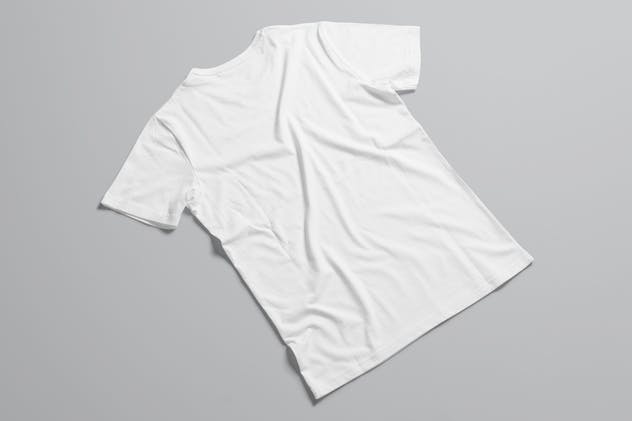 男模特圆领白色T恤服装样机 T-Shirt Mock-Up / Crew Neck Male Model Edition插图(5)