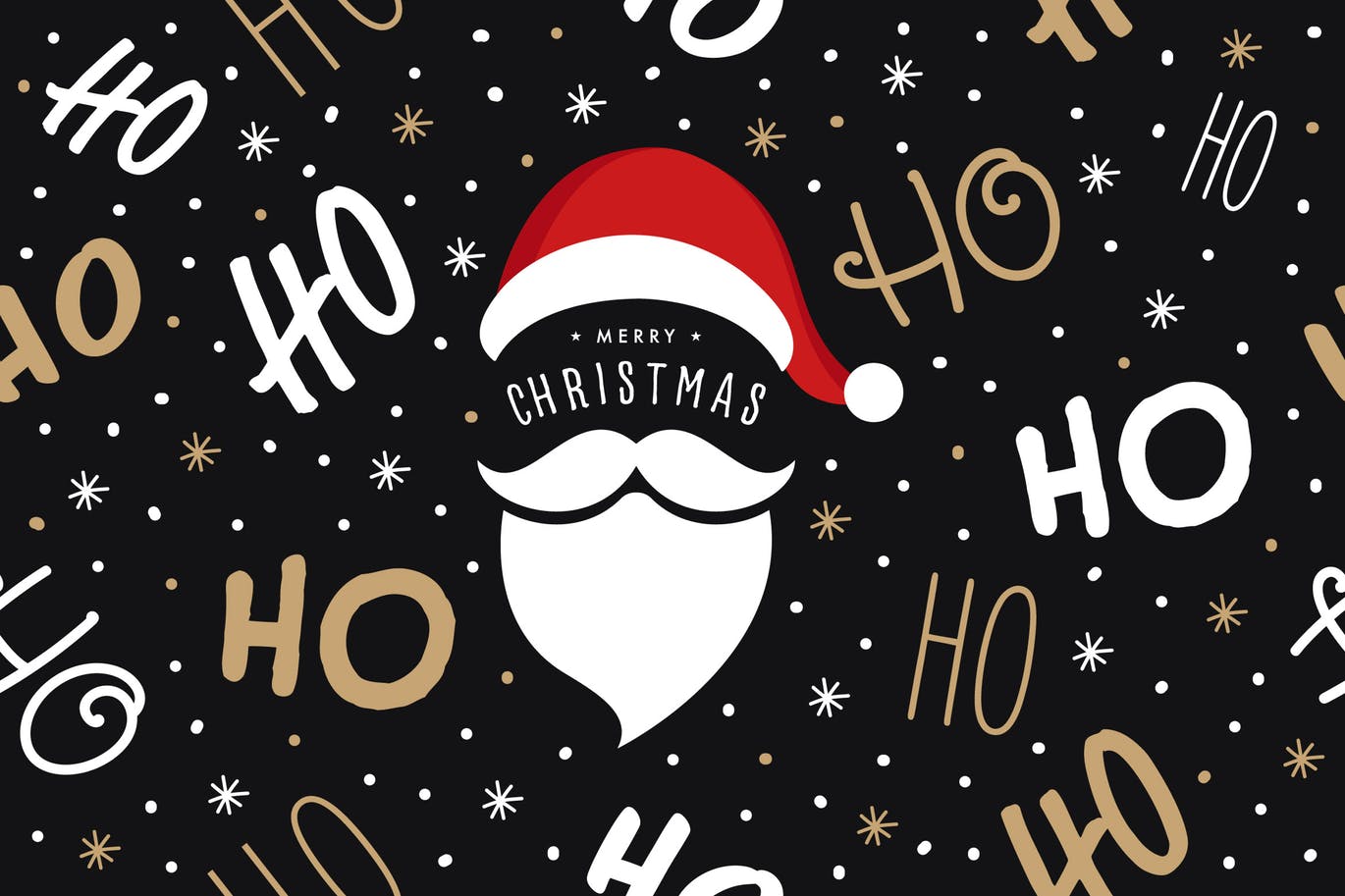 圣诞节节日元素无缝贴图设计素材 Ho ho ho santa claus laugh hat and beard pattern插图
